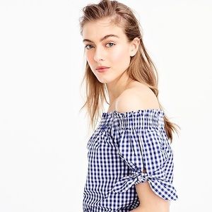 J. Crew gingham off the shoulder top